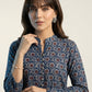 Ajrak Indigo Midnight Magic Mums – Hand Block Printed Unstitched Lawn Two-Piece (Shirt & Dupatta)