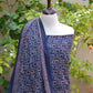 Ajrak Indigo Midnight Magic Mums – Hand Block Printed Unstitched Lawn Two-Piece (Shirt & Dupatta)