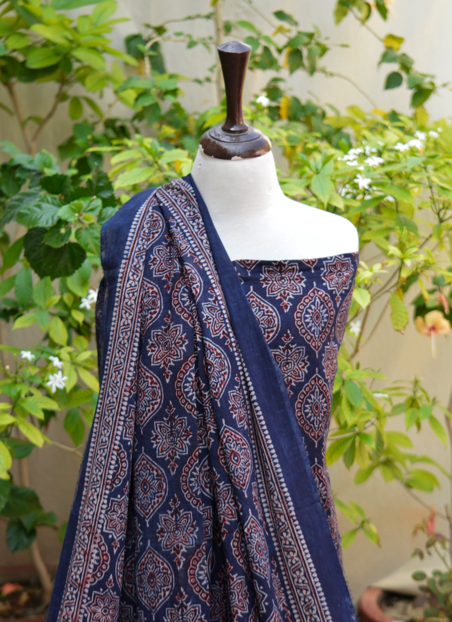 Ajrak Navy Blue Lawn Suit – Organic Dye Hand Block Printed Ajrak Design Dress