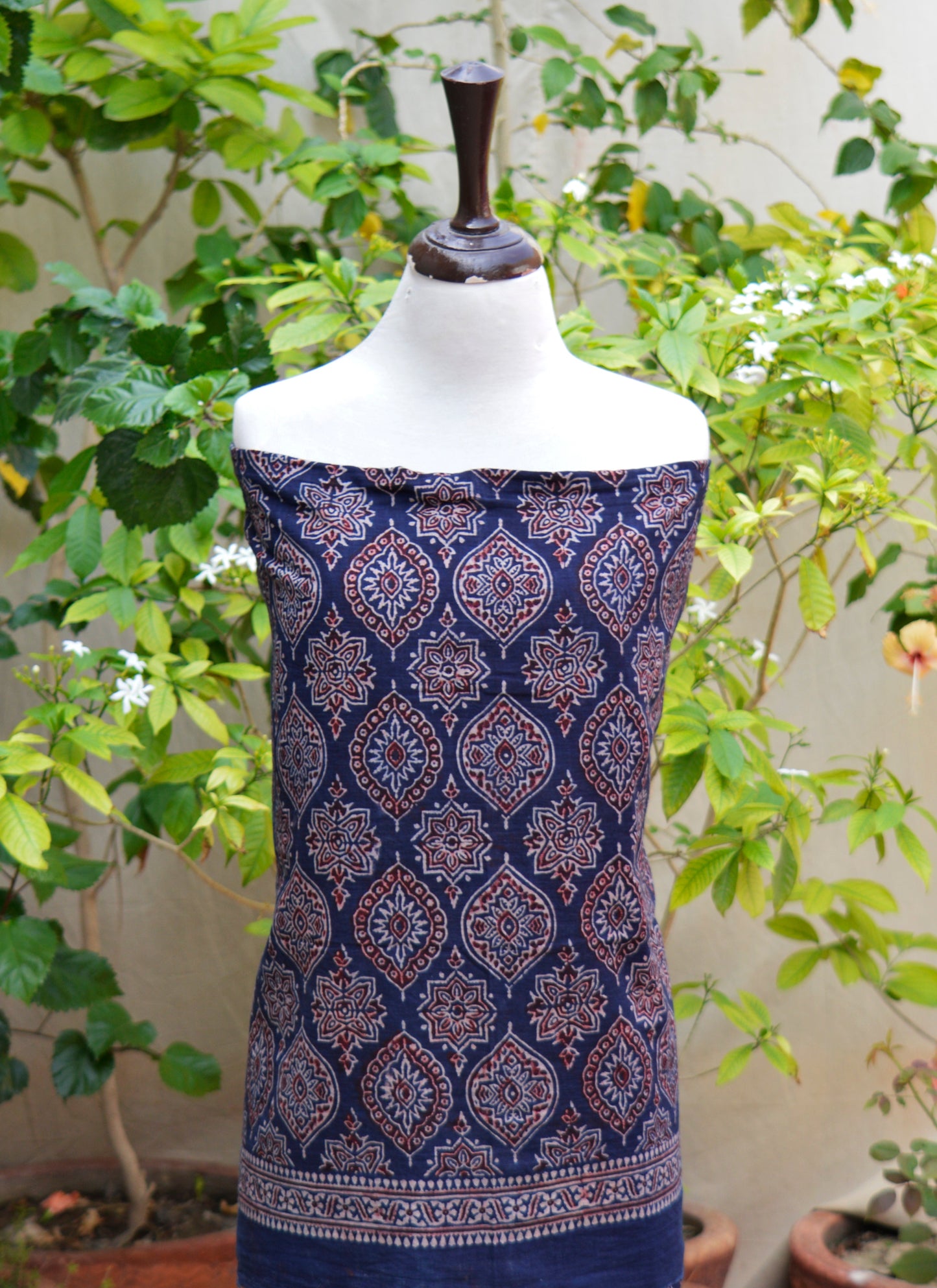 Ajrak Navy Blue Lawn Suit – Organic Dye Hand Block Printed Ajrak Design Dress