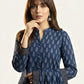 Ajrak Mountain Buta Indigo Hand Block Printed Unstitched Lawn Two-Piece (Shirt & Dupatta) | Ajrak Design Dress
