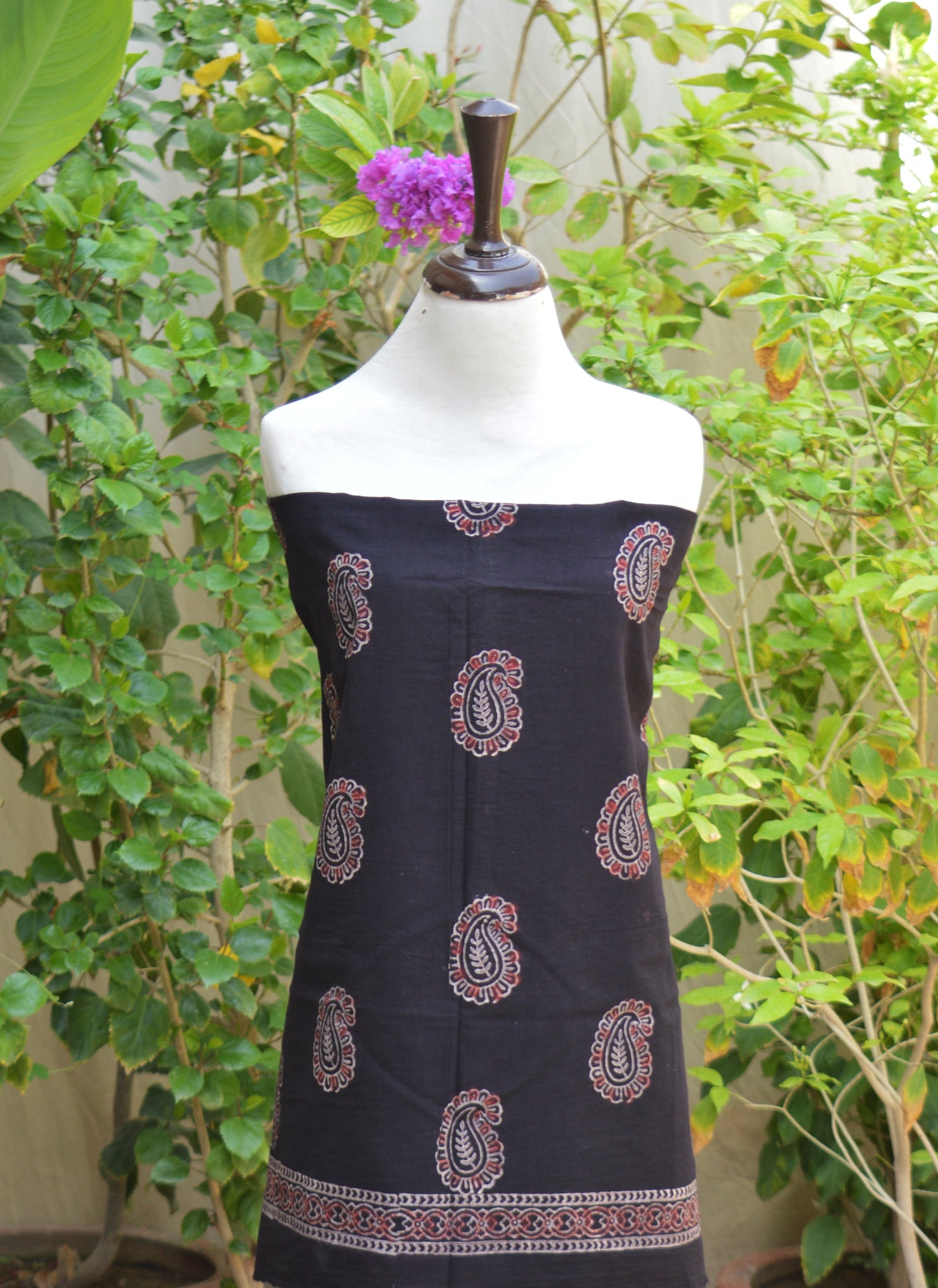 Organic Dye Hand Block Printed Ajrak Black Base Two Tone Anbi Two-Piece Suit – Lawn Shirt & Dupatta | Ajrak Design Dress