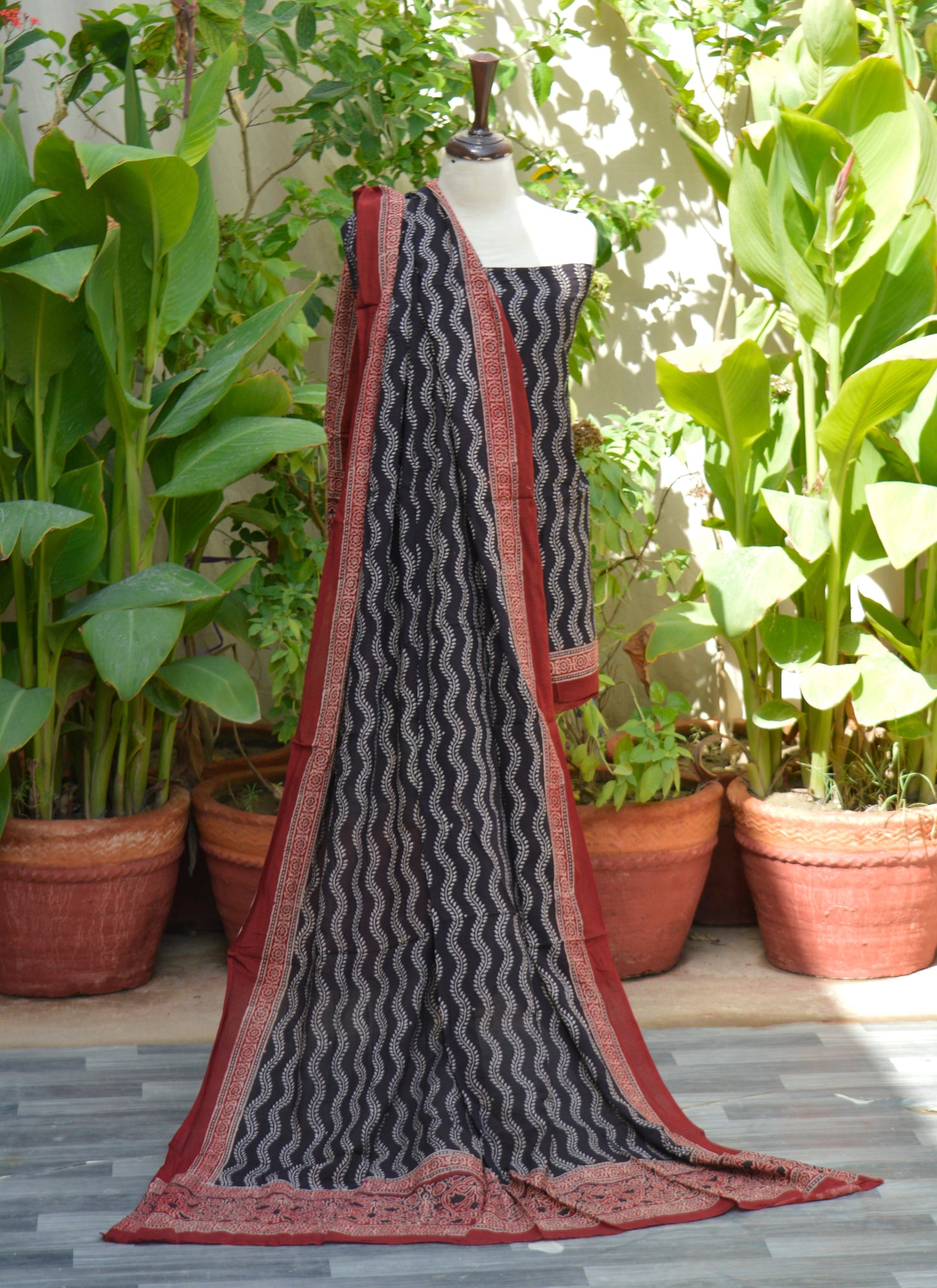 Ajrak Black Bel – Unstitched Lawn Two-Piece (Shirt & Dupatta)