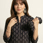 Ajrak Black Floral Butti – Organic Dye Hand Block Printed Lawn Two-Piece (Shirt & Dupatta) | Ajrak Design Dress
