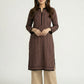 Ajrak Design Dress — Black Stripe Kurta with Calamansi Color Trouser | Hand Block Printed Unstitched Lawn Two-Piece