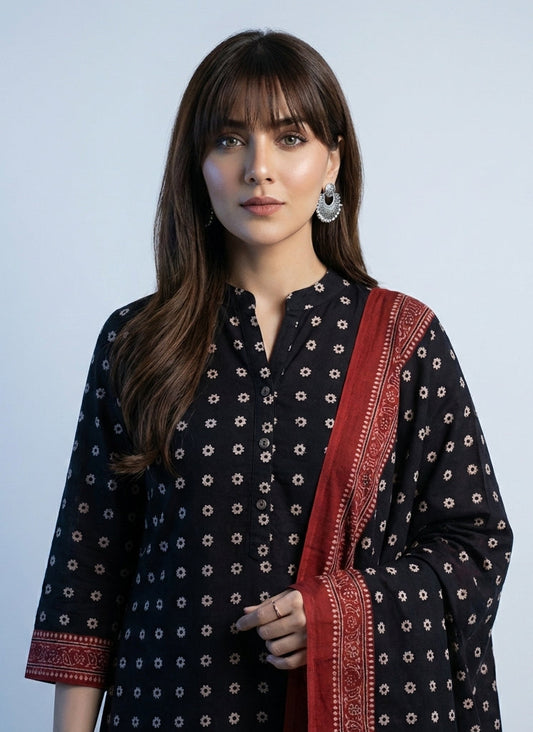Ajrak Design Dress Cosmic Diamonds – Organic Dye Hand Block Printed Lawn Two-Piece (Shirt & Dupatta)
