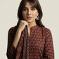 Organic Dye Hand Block Printed Ajrak Floral Maroon Two-Piece Dress – Lawn (Shirt & Dupatta)