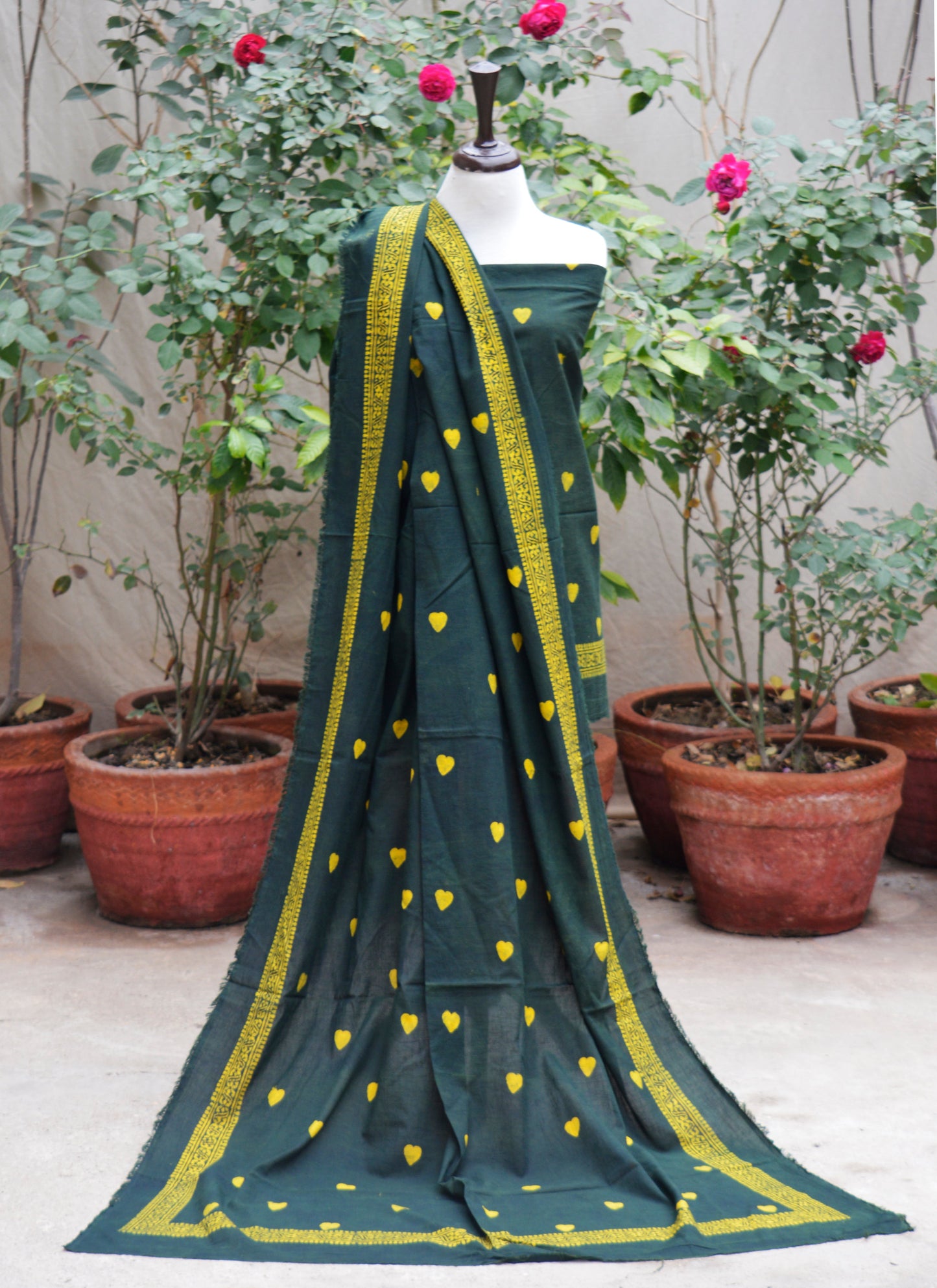 Ajrak Design Dress Anahata Green – Organic Dye Hand Block Printed Two-Piece (Lawn)