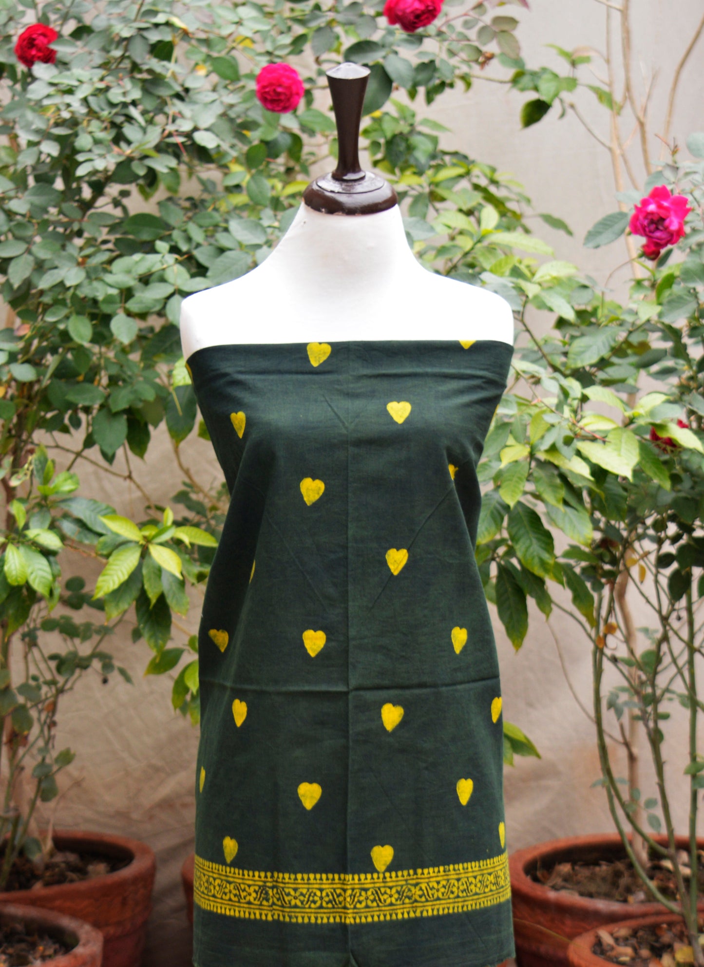 Ajrak Design Dress Anahata Green – Organic Dye Hand Block Printed Two-Piece (Lawn)