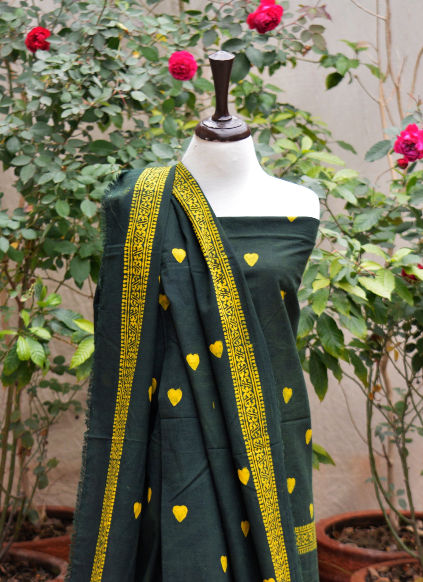 Ajrak Design Dress Anahata Green – Organic Dye Hand Block Printed Two-Piece (Lawn)