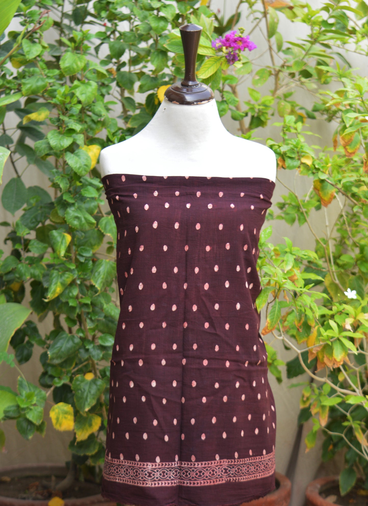 Organic Dye Burgundy Ajrak Lawn Suit – Hand Block Printed Unstitched Two-Piece (Shirt & Dupatta) | Ajrak Design Dress