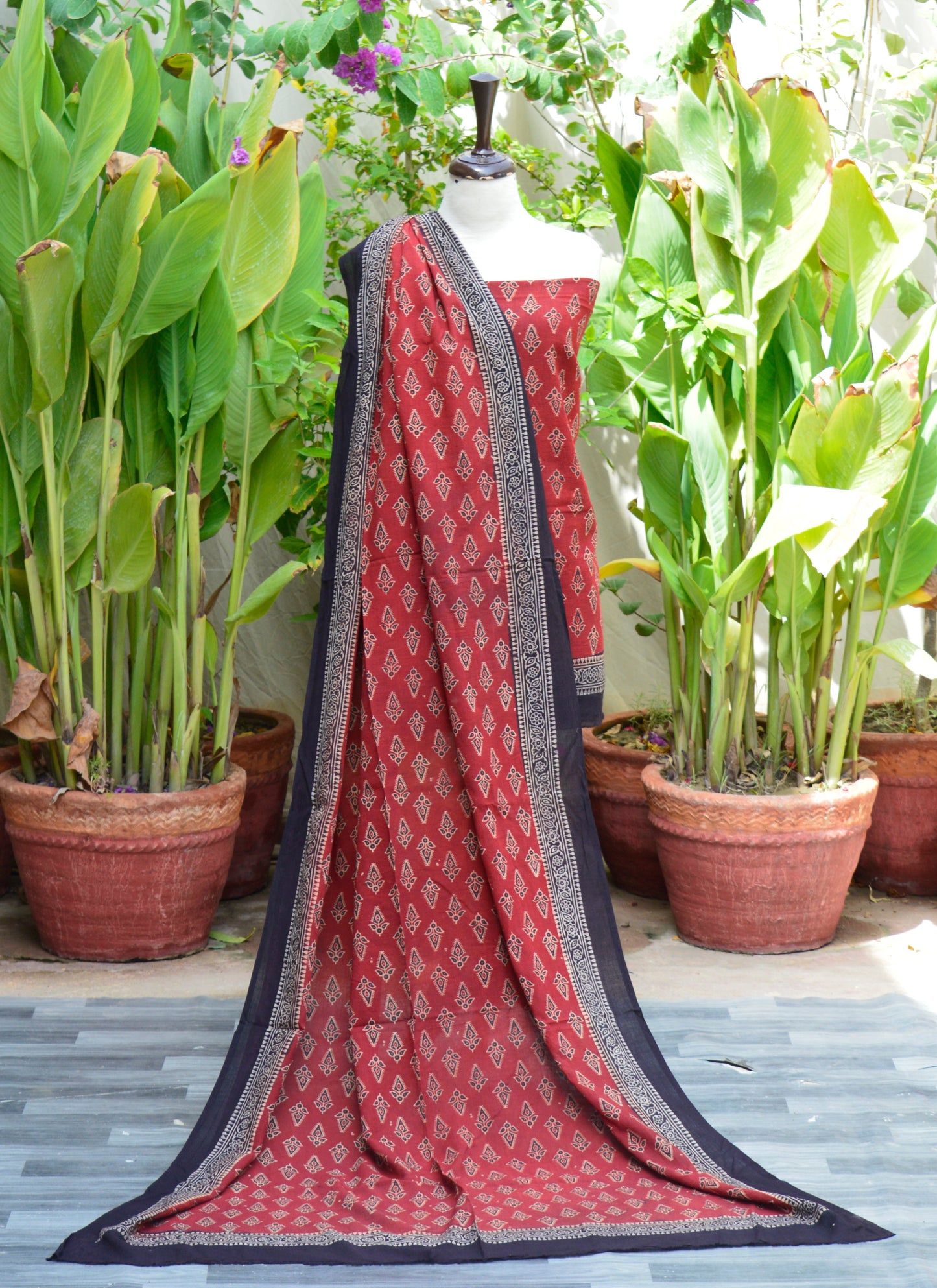 Ajrak Design Dress Floral Butti – Organic Dye Hand Block Printed Two-Piece ( Lawn)