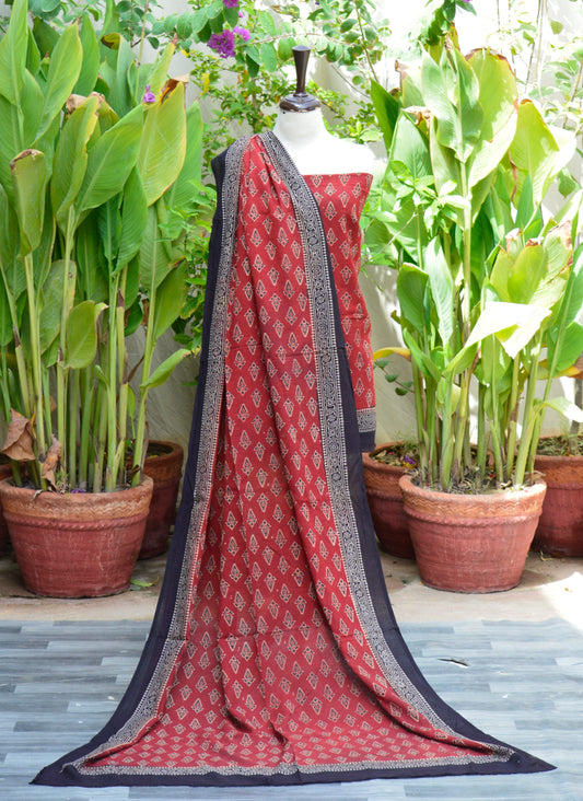 Ajrak Design Dress Floral Butti – Organic Dye Hand Block Printed Two-Piece ( Lawn)