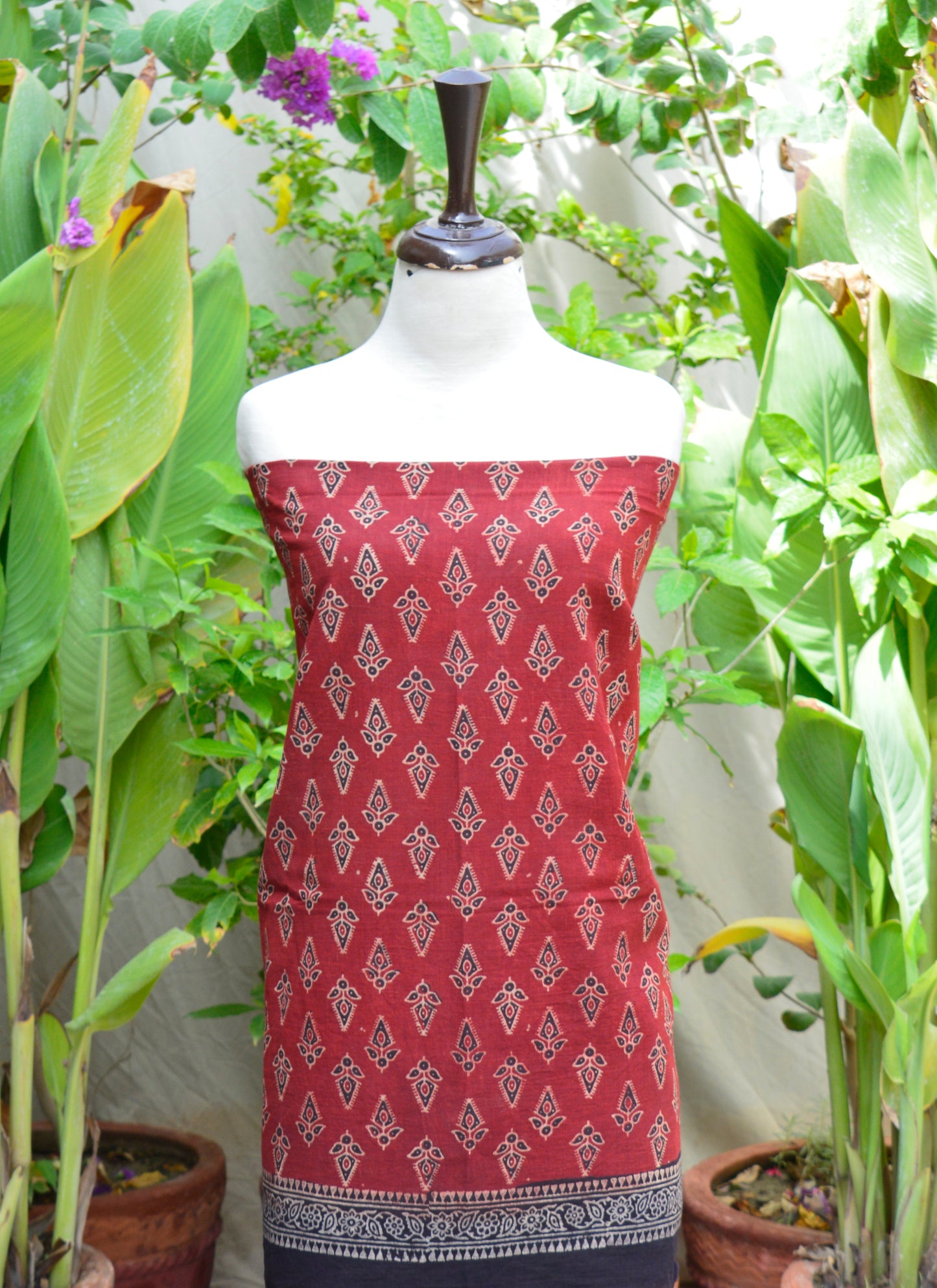 Ajrak Design Dress Floral Butti – Organic Dye Hand Block Printed Two-Piece ( Lawn)