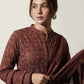 Ajrak Design Dress Maroon Lawn– Organic Dye Hand Block Printed Luxury Ethnic Wear