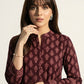 Ajrak Design Dress Floral Butta Two-Piece – Organic Dye Hand Block Printed Lawn (Burgundy Wine)