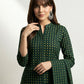 Natural Dye Hand Block Printed Ajrak Green Polka Dot Dress – Eco-Friendly Lawn