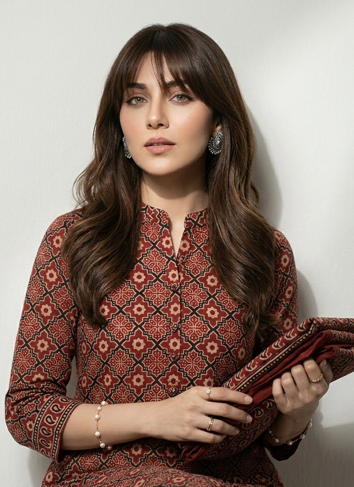 Ajrak Design Dress Kashigar – Luxury Organic Dye Hand Block Printed Two-Piece