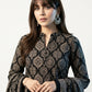 Organic Dye Hand Block Printed Ajrak Black Badam – Unstitched Lawn Two-Piece (Shirt & Dupatta)