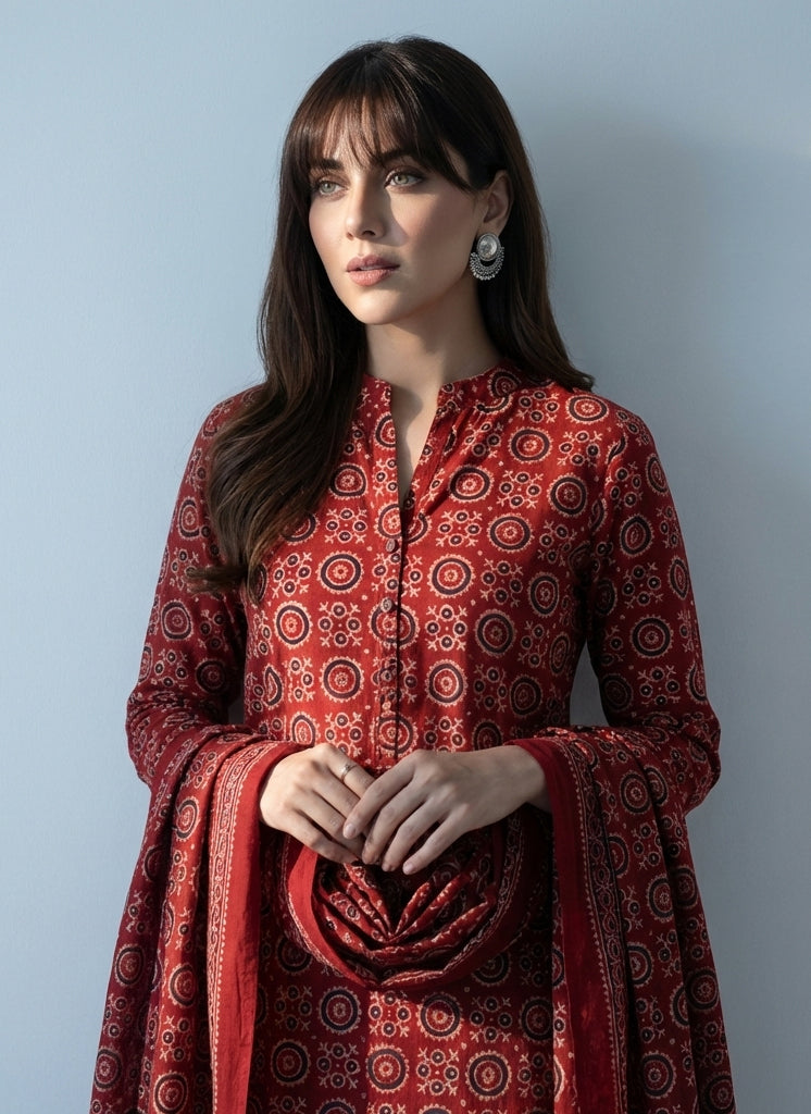 Ajrak Design Dress Floranza – Luxury Organic Dye Hand Block Printed Two-Piece Lawn
