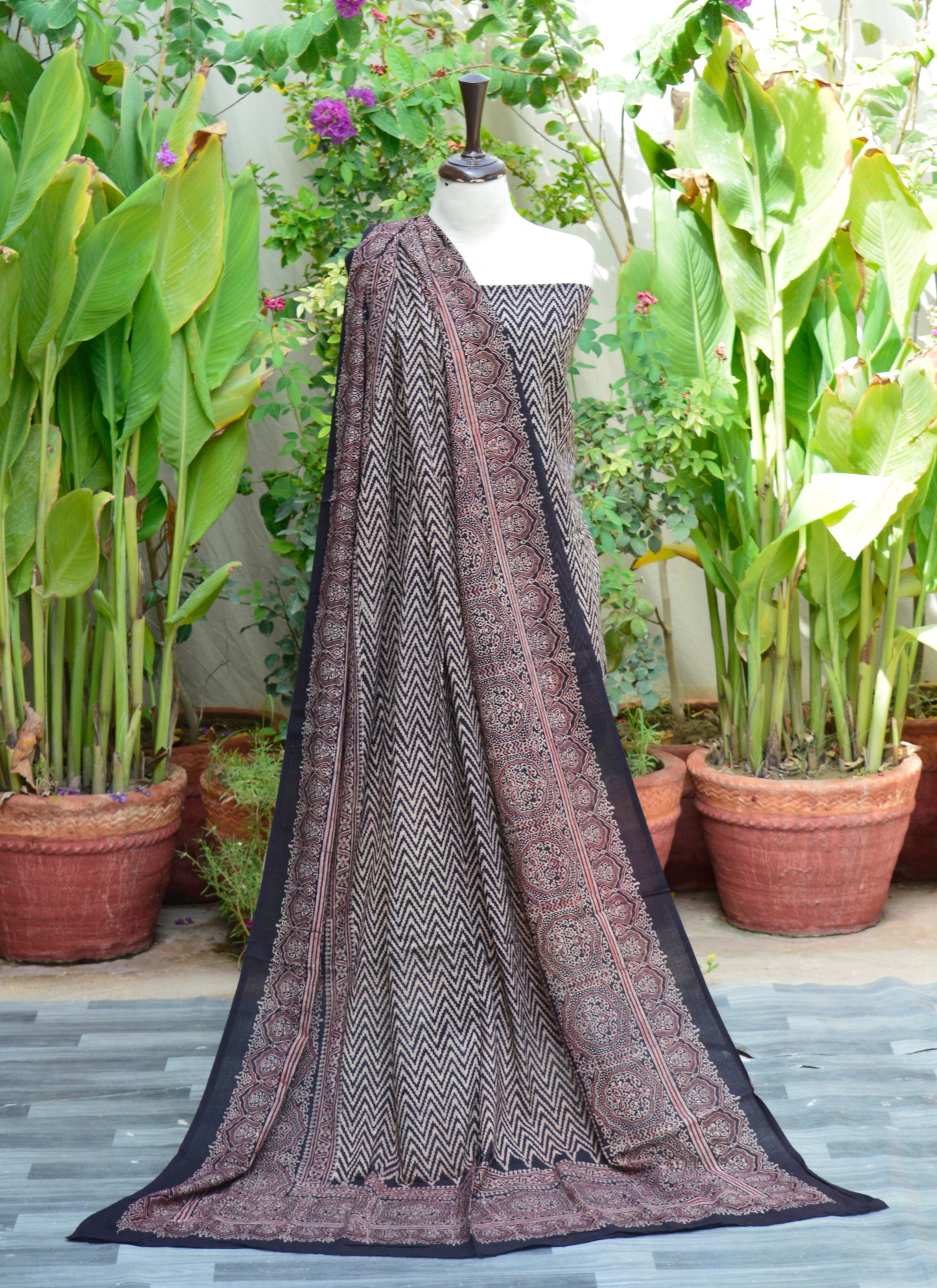 Ajrak Design Dress ZigZag – Organic Dye Hand Block Printed Two-Piece (Lawn)