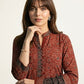 Ajrak Floral Bel Red & Black – Organic Dye Hand Block Printed Unstitched Cotton Two-Piece Set (Shirt & Dupatta)