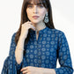 Ajrak Floral Indigo – Organic Dye Hand Block Printed Lawn Fabric