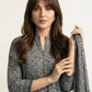 Organic Dye Ajrak Grey Floral Paisley Two-Piece – Hand Block Printed Unstitched Lawn Set | Ajrak Design Dress