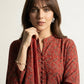 Ajrak Kerry Sharp Red – Organic Dye Hand Block Printed Unstitched Two-Piece (Shirt & Dupatta) | Ajrak Design Dress