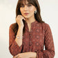 Organic Dye Hand Block Print Ajrak Two-Piece Dress Set – Moroccan Red Shirt & Dupatta- Lawn