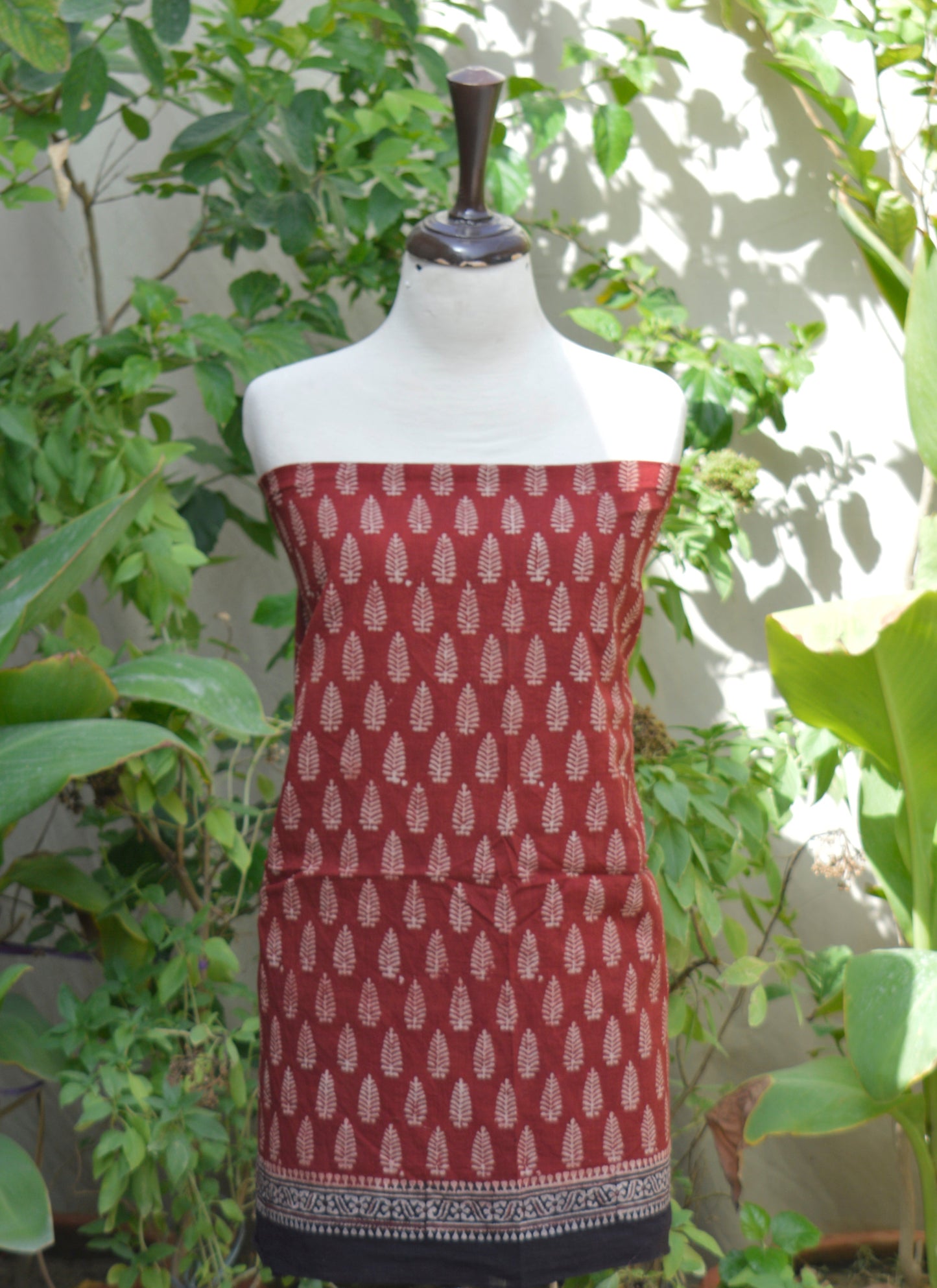 Organic Dye Hand Block Printed Ajrak Mountain Buta Two-Piece – Lawn (Shirt & Dupatta)