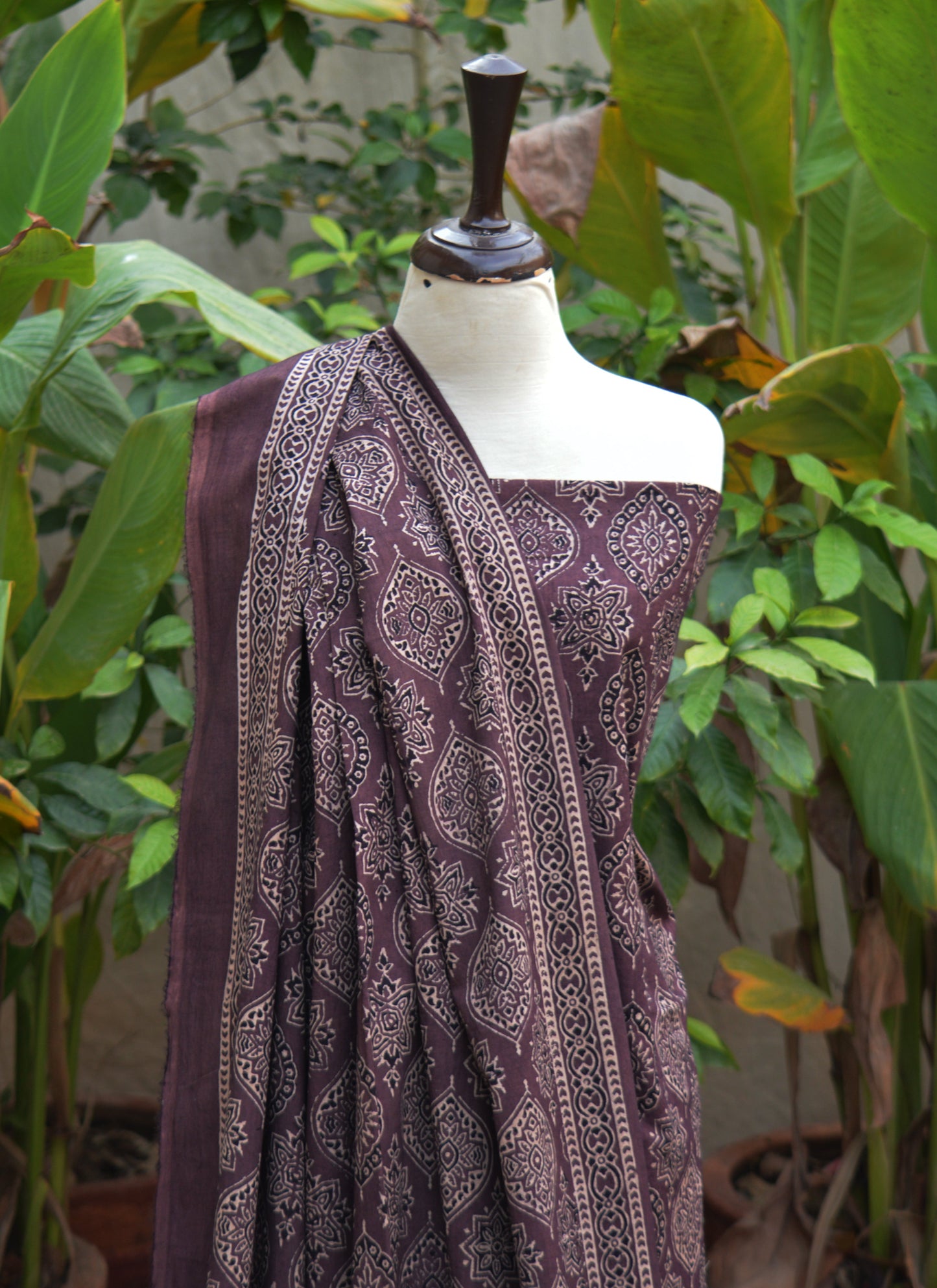 Organic Dye Hand Block Print Badam Feminin Nightshade Ajrak Design Dress Lawn – Unstitched Two-Piece
