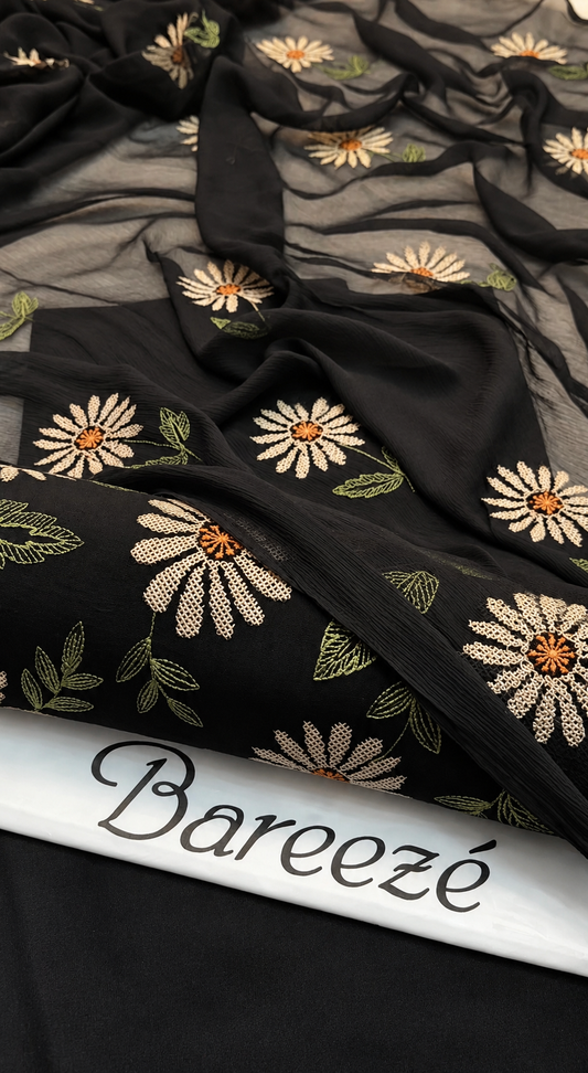 3PC Winter Karandi | Pure Chiffon Dupatta