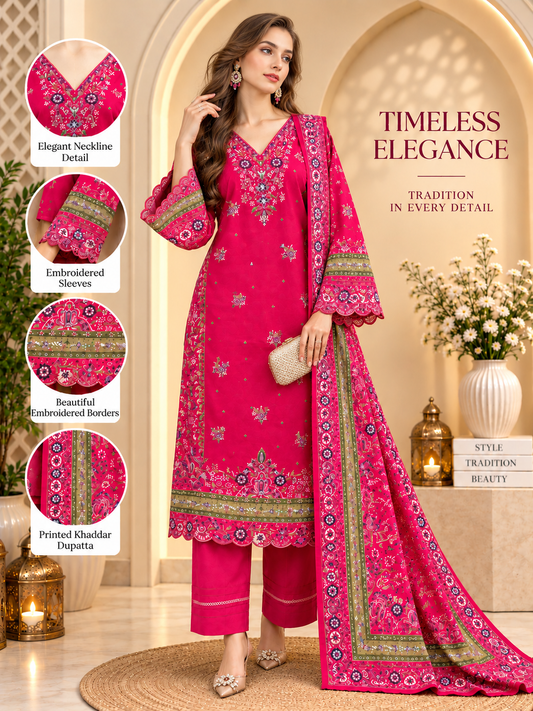 Mustard - 3pcs Ready-to-Wear Cambric Suit