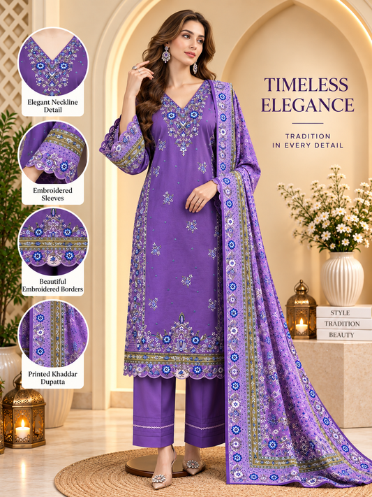 Iris - 3pcs Ready-to-Wear Cambric Suit