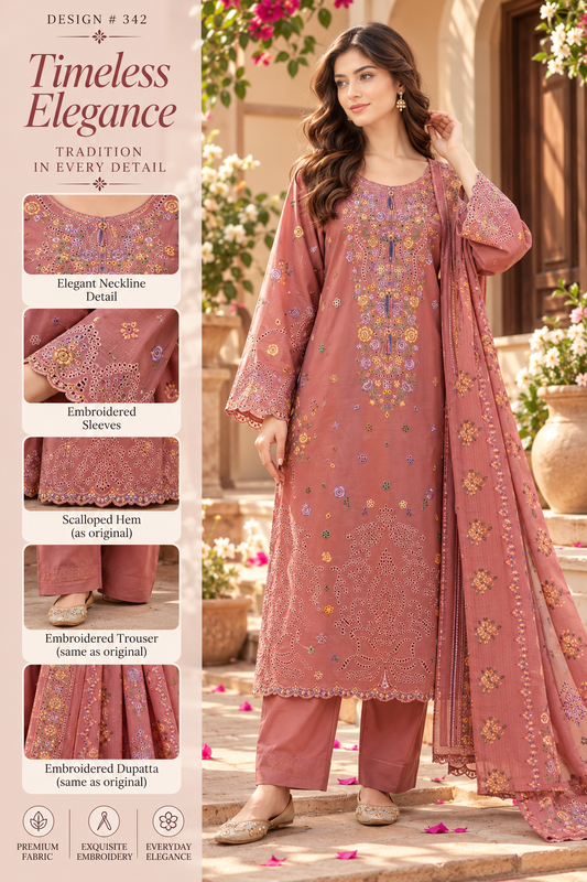 Chai Pink - 3pcs Ready-to-Wear Cambric Suit