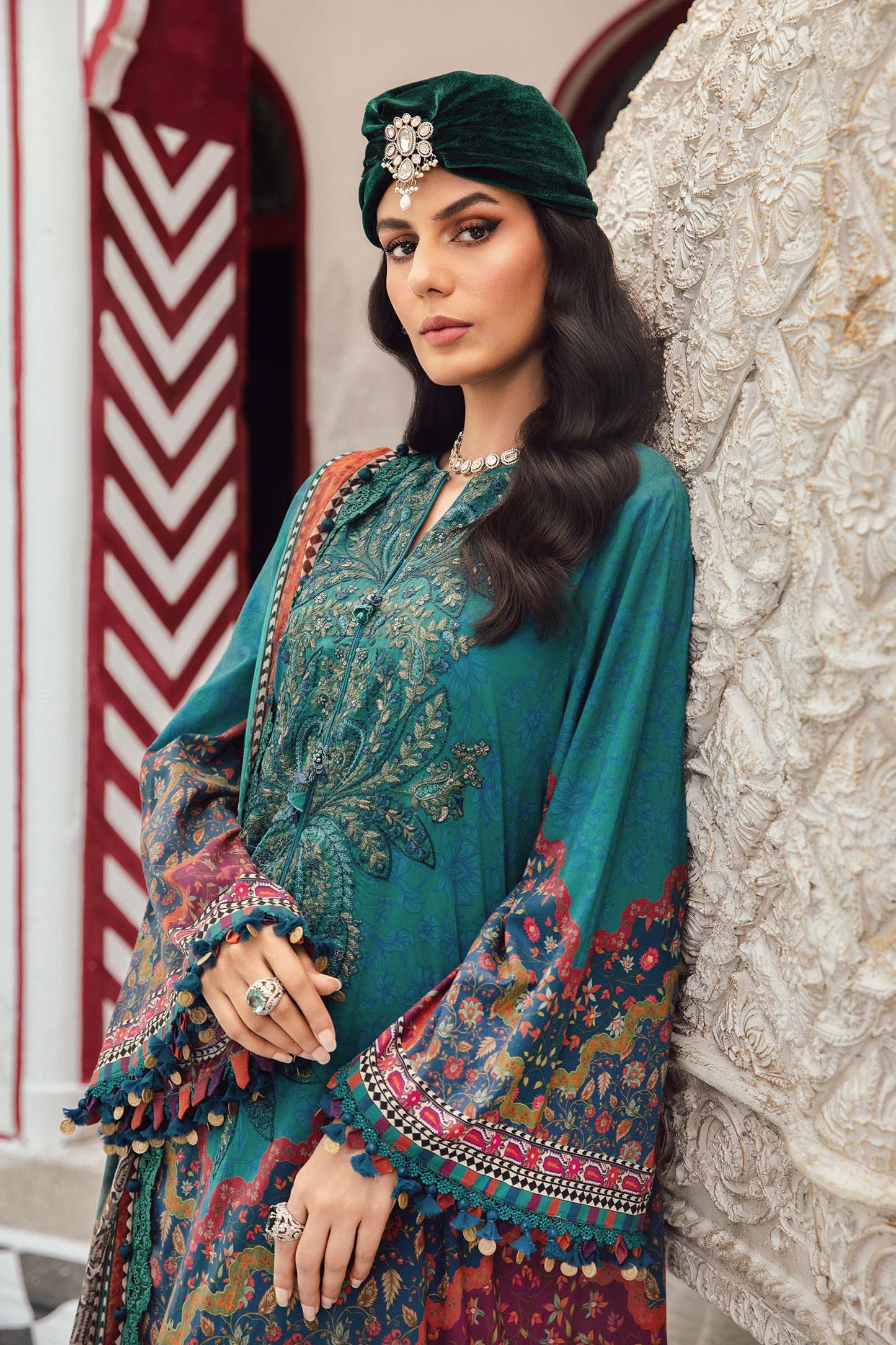 3 Piece Unstitched Embroidered Cambric Suit | MPT-2710-B