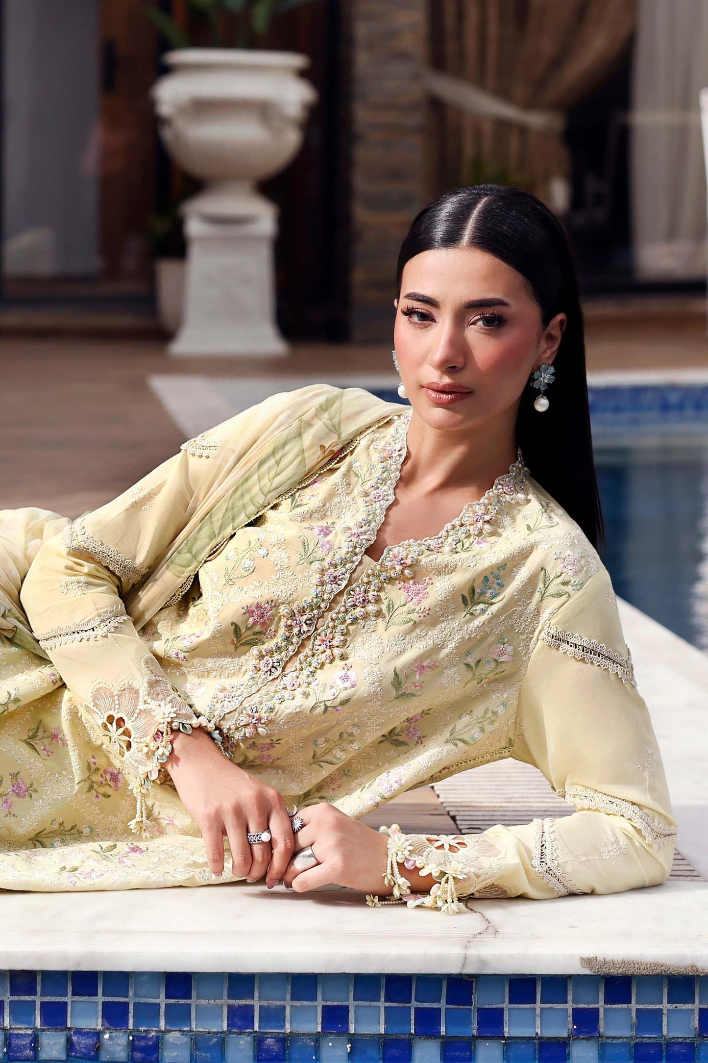 3 Piece Unstitched Embroidered Lawn Suit