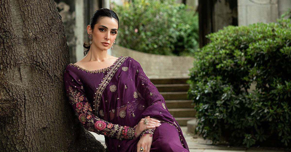 Unstitched Embroidered Chiffon Saree