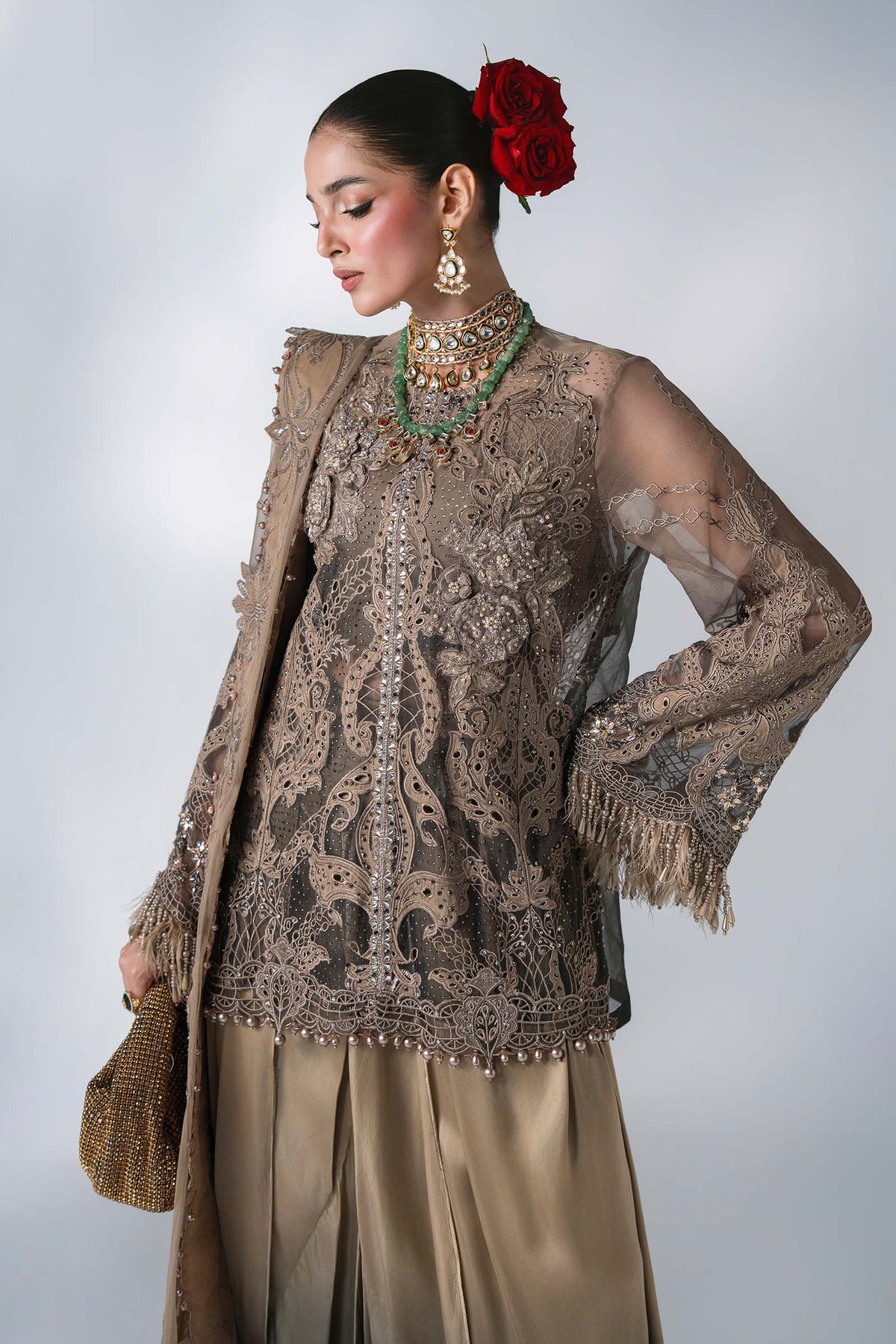 3 Piece Unstitched Embroidered Chiffon Suit