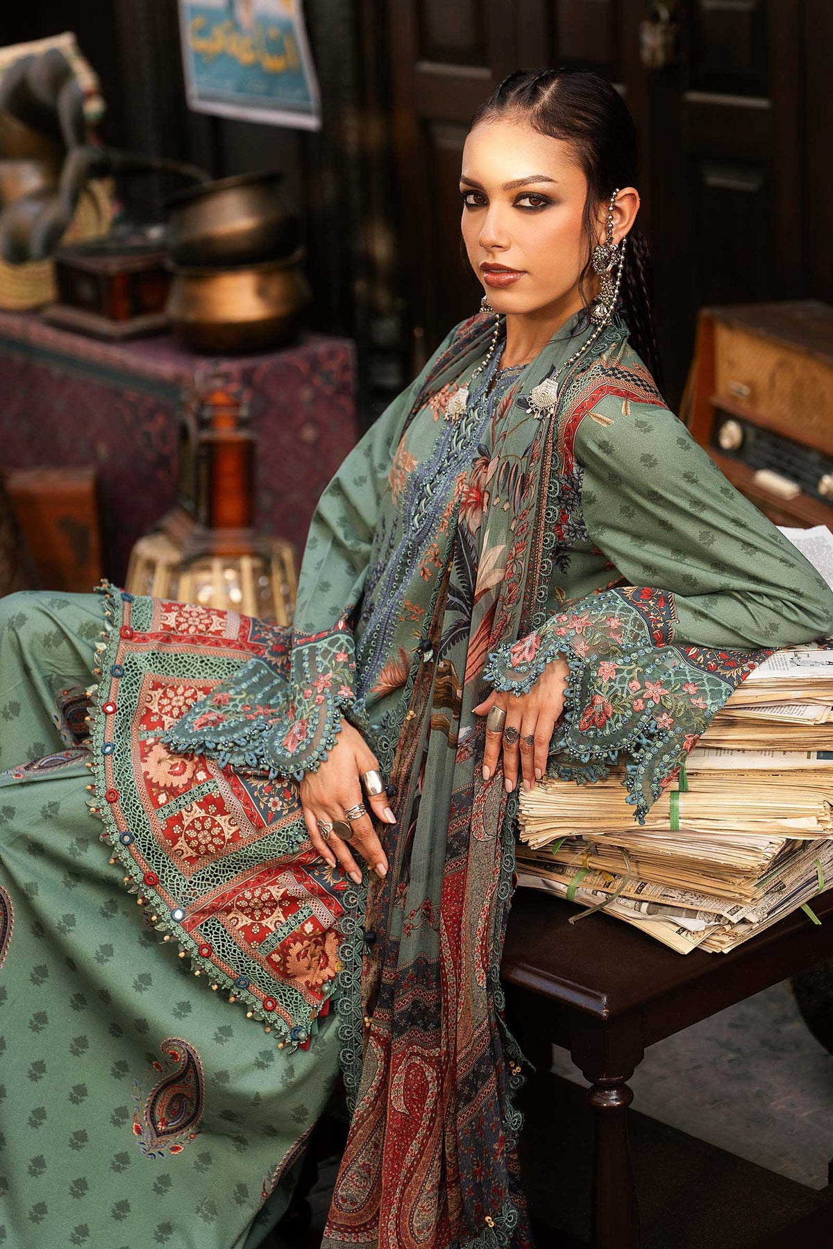 3 Piece Unstitched Embroidered Cambric Suit