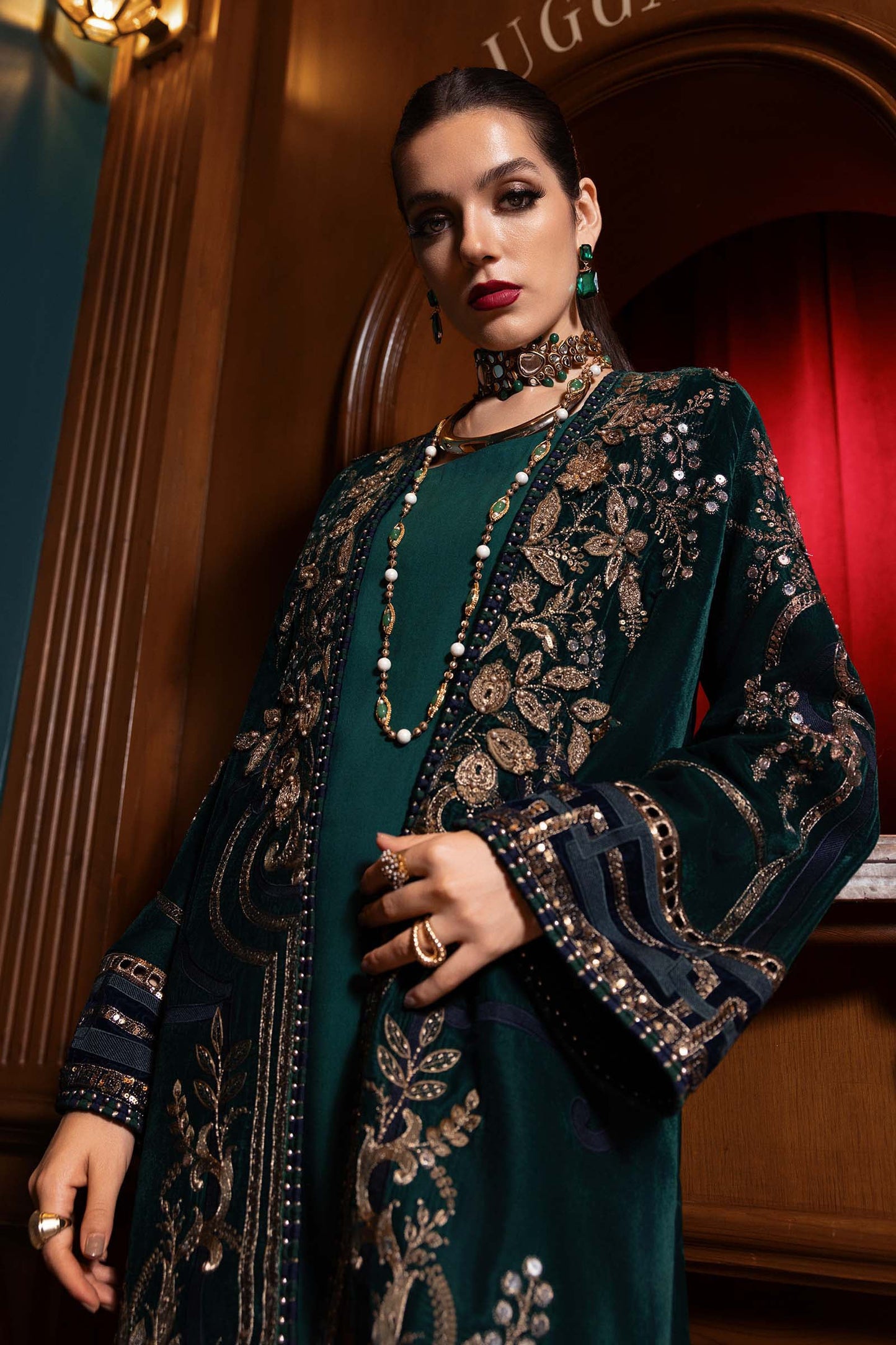 3 Piece Unstitched Embroidered Velvet Suit