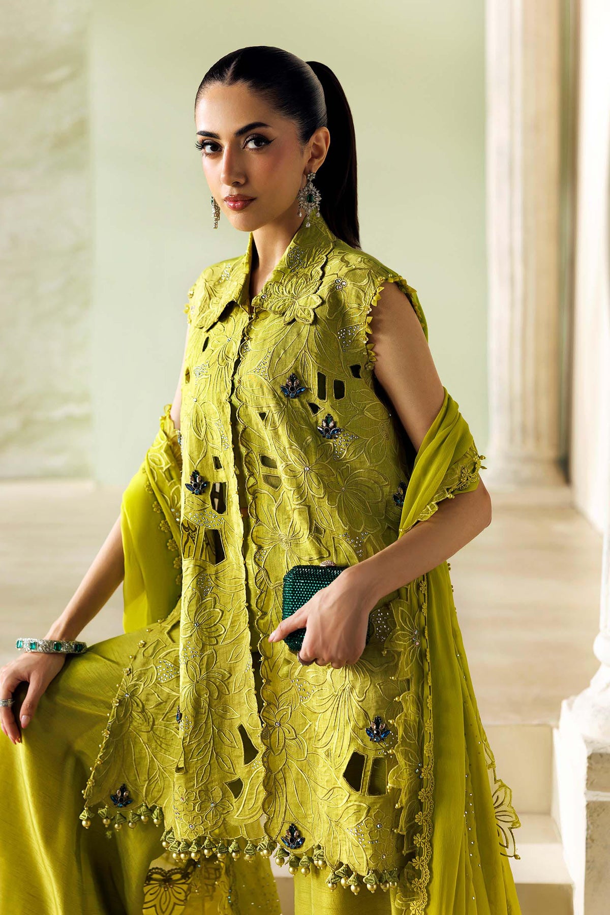 3 Piece Unstitched Embroidered Bemberg Raw Silk Suit