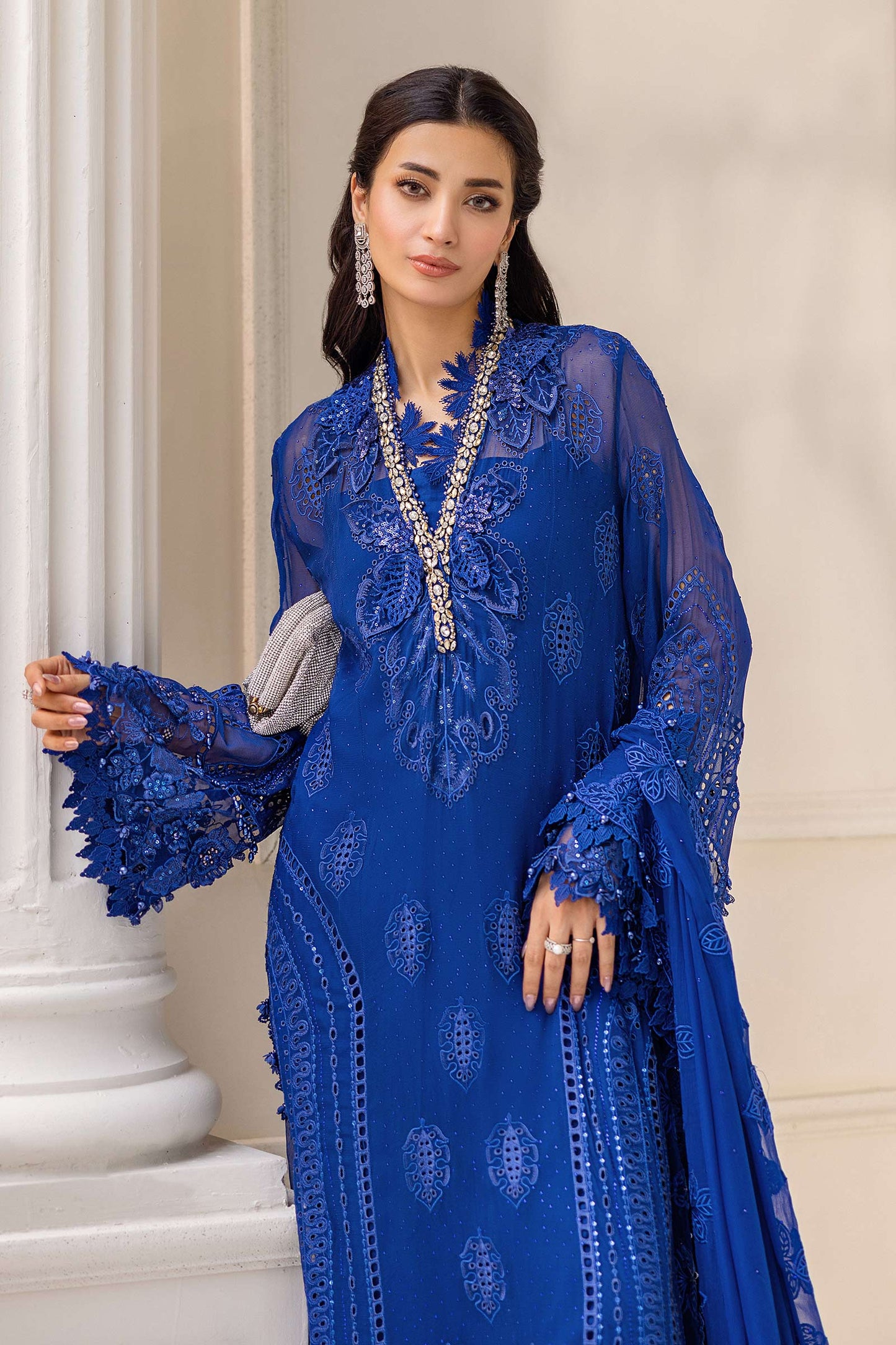 3 Piece Unstitched Embroidered Chiffon Suit | MPC-25-103