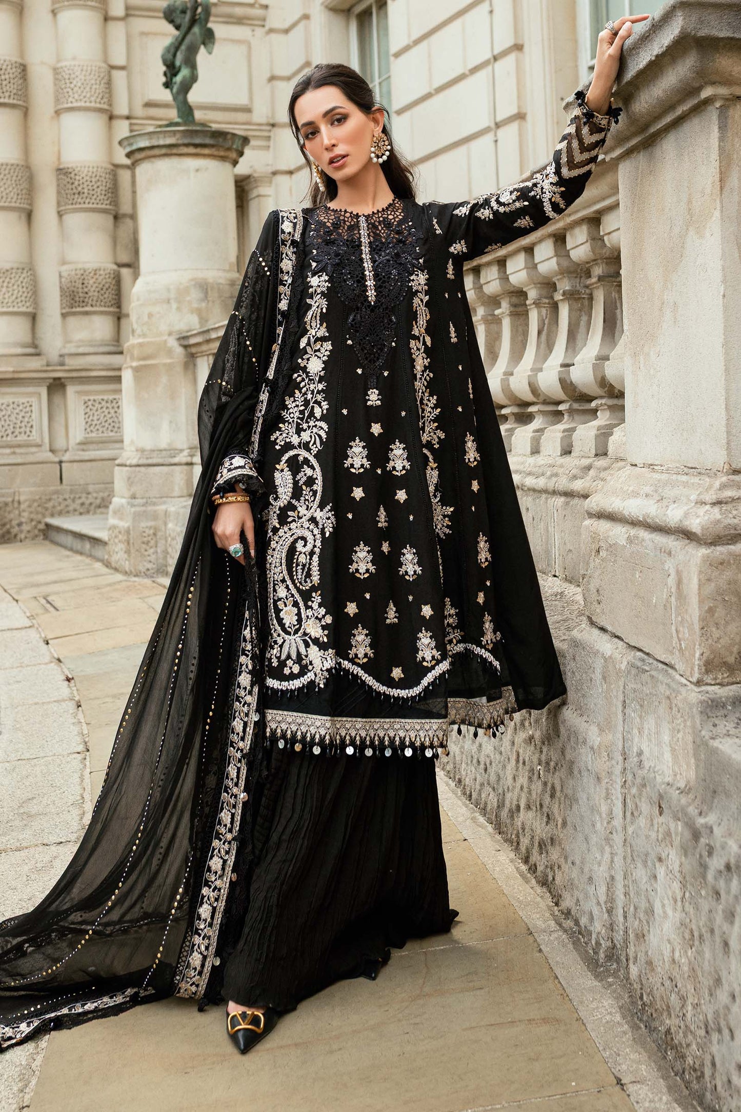 3 Piece Unstitched Embroidered Raw Silk Suit