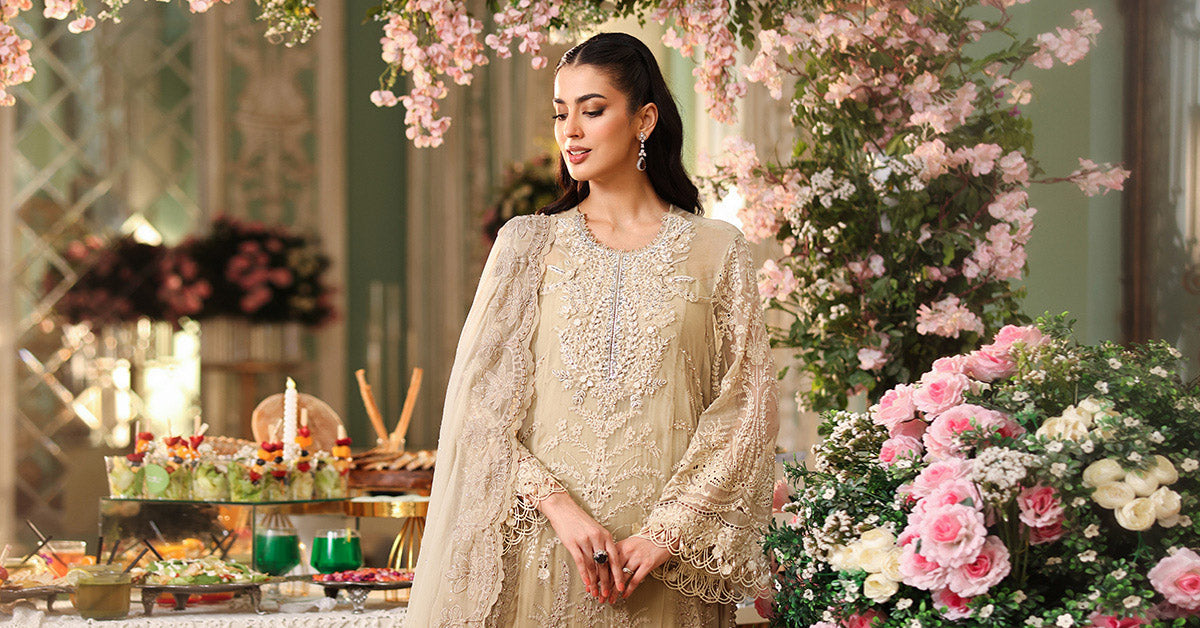 3 Piece Unstitched Embroidered Chiffon Suit