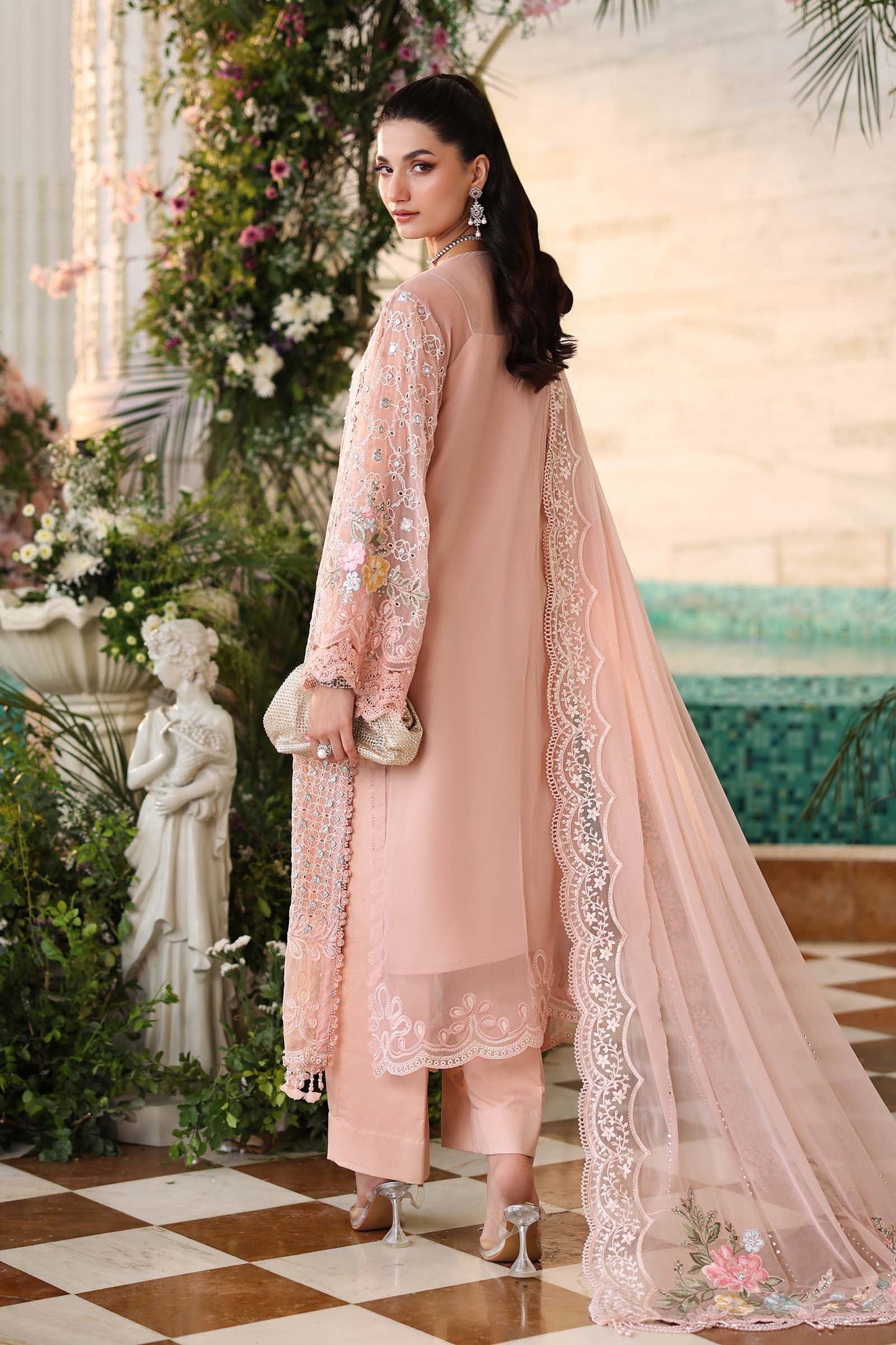 3 Piece Unstitched Embroidered Chiffon Suit
