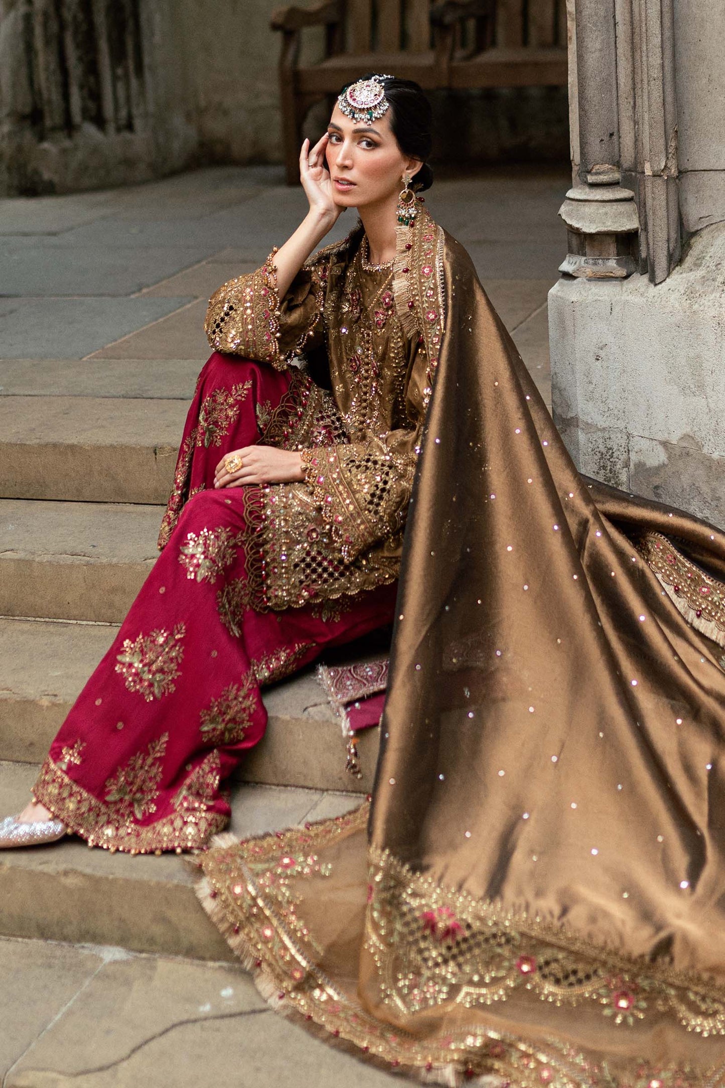 3 Piece Unstitched Embroidered Raw Silk Suit