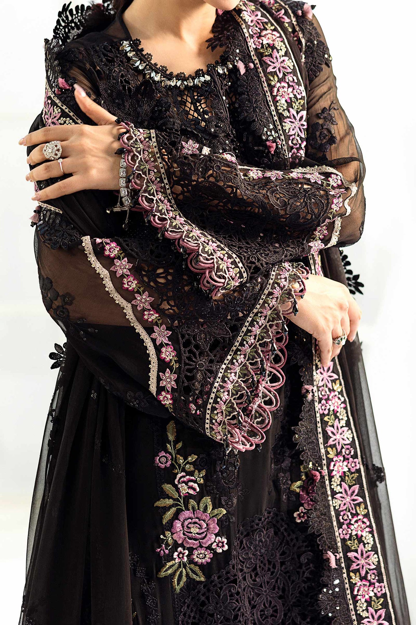 3 Piece Unstitched Embroidered Chiffon Suit | MPC-25-104