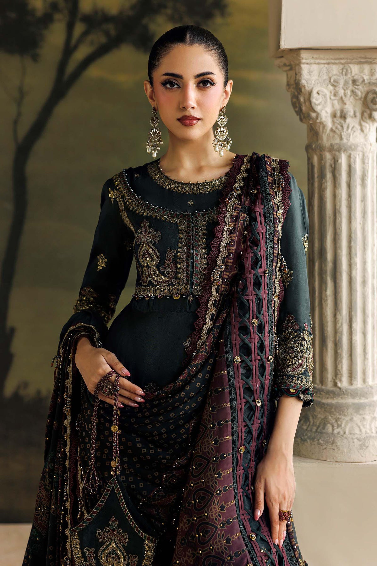 3 Piece Unstitched Embroidered Tusser Silk Suit